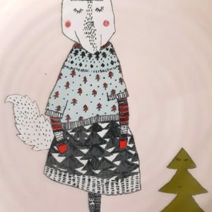 World Market Christmas Fox Appetizer/Canape Plates NEW